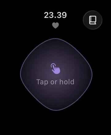 Viska companion app on Apple Watch, showing a tap-or-hold pad for sending haptic messages.